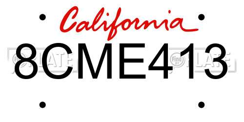 8CME413 California License Plate