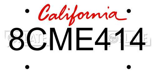 8CME414 California License Plate
