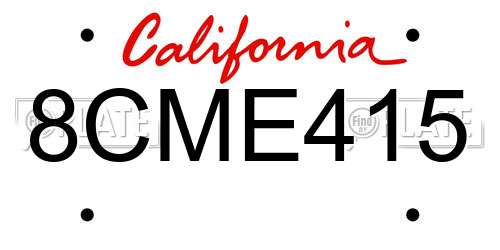 8CME415 California License Plate