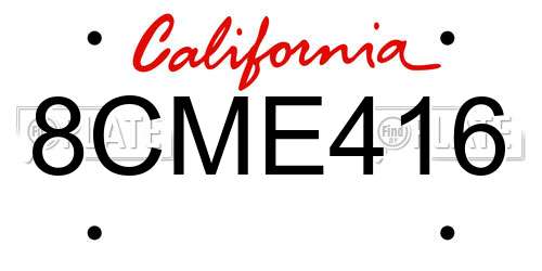 8CME416 California License Plate