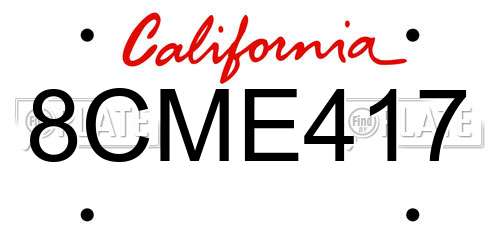 8CME417 California License Plate
