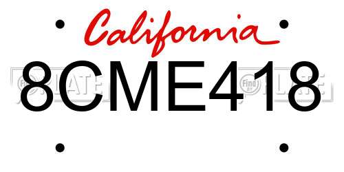 8CME418 California License Plate