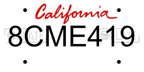 8CME419 California License Plate