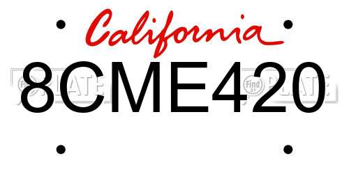 8CME420 California License Plate