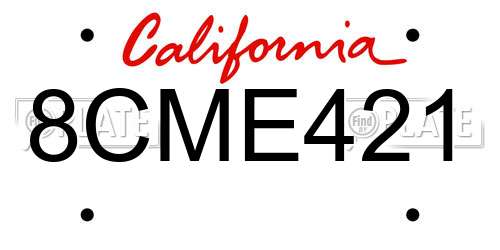 8CME421 California License Plate