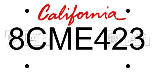 8CME423 California License Plate