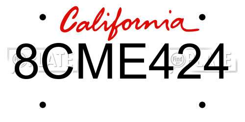 8CME424 California License Plate