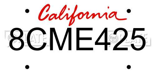 8CME425 California License Plate