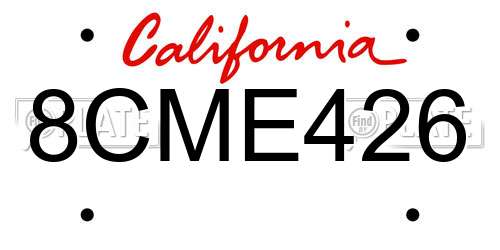 8CME426 California License Plate
