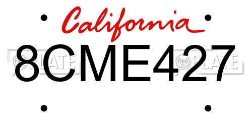 8CME427 California License Plate
