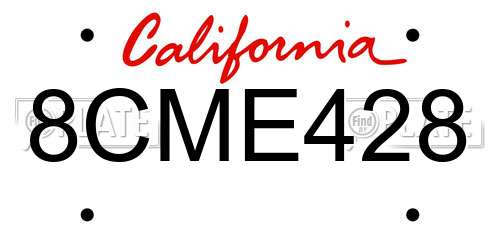 8CME428 California License Plate