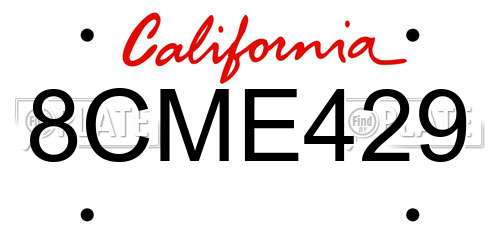 8CME429 California License Plate