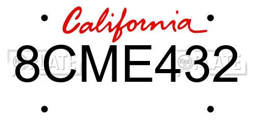 8CME432 California License Plate