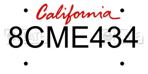 8CME434 California License Plate