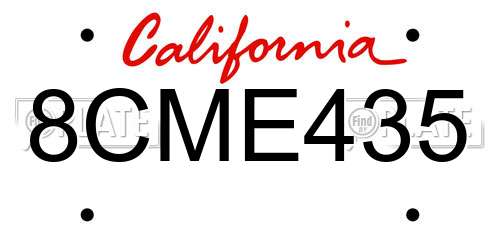 8CME435 California License Plate