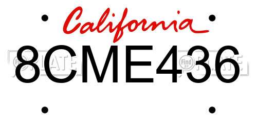 8CME436 California License Plate