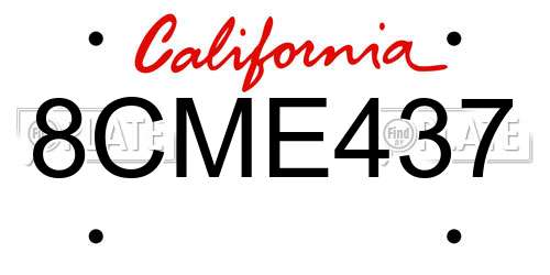 8CME437 California License Plate