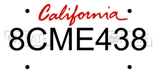 8CME438 California License Plate