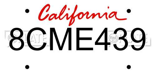 8CME439 California License Plate