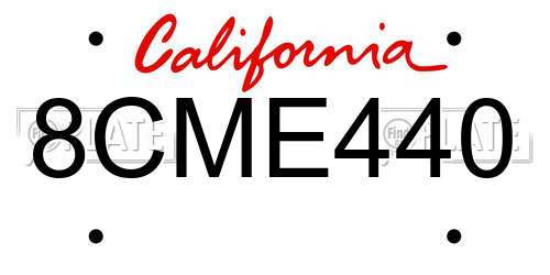 8CME440 California License Plate