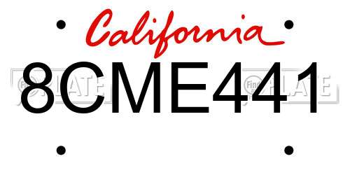 8CME441 California License Plate