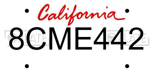 8CME442 California License Plate