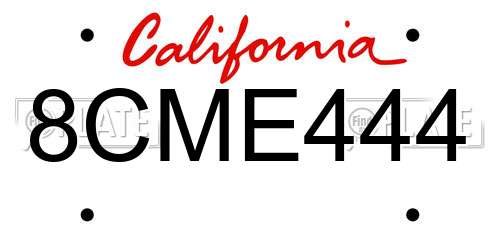 8CME444 California License Plate