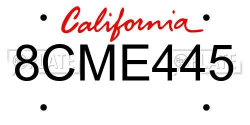 8CME445 California License Plate