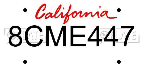 8CME447 California License Plate