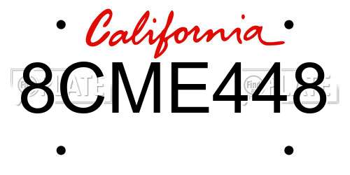 8CME448 California License Plate