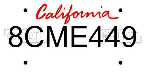 8CME449 California License Plate