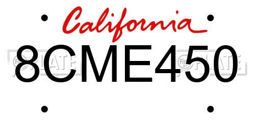 8CME450 California License Plate