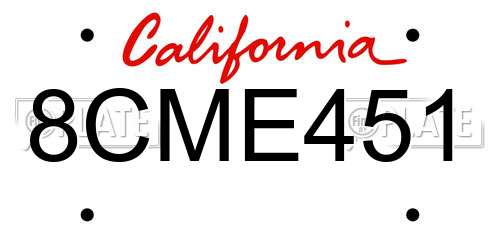 8CME451 California License Plate