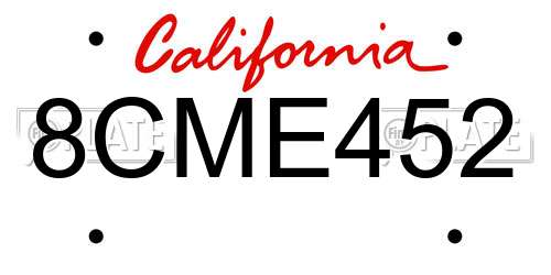 8CME452 California License Plate
