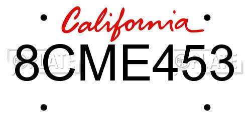 8CME453 California License Plate