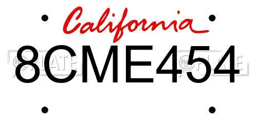 8CME454 California License Plate