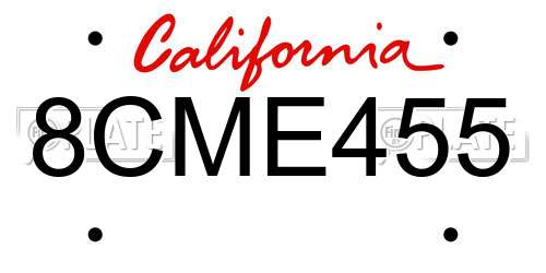 8CME455 California License Plate