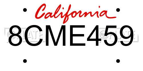 8CME459 California License Plate