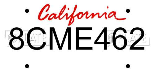 8CME462 California License Plate