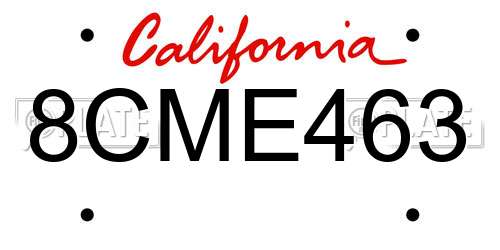 8CME463 California License Plate