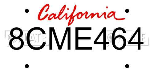8CME464 California License Plate