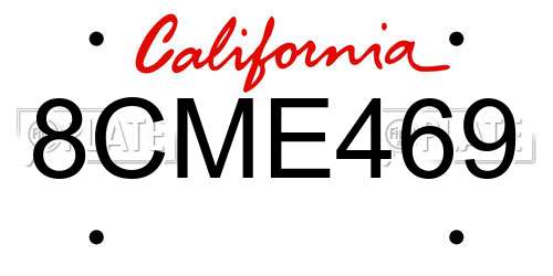 8CME469 California License Plate