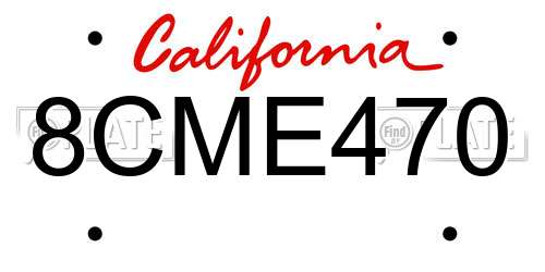 8CME470 California License Plate
