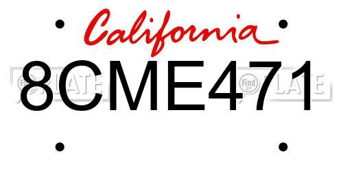 8CME471 California License Plate
