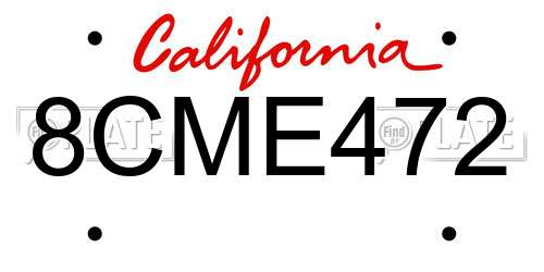 8CME472 California License Plate