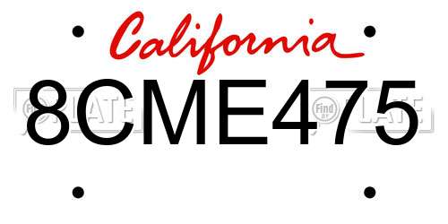 8CME475 California License Plate