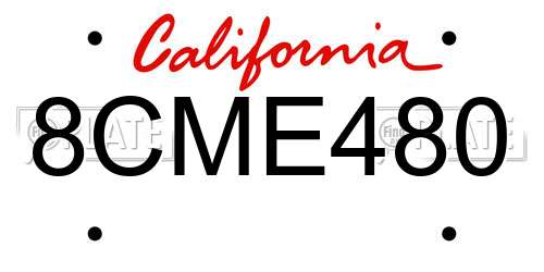 8CME480 California License Plate