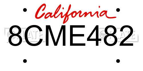 8CME482 California License Plate