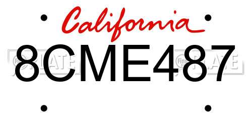 8CME487 California License Plate