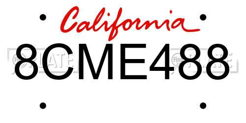 8CME488 California License Plate